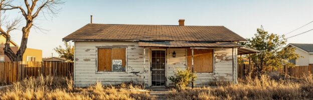 a white abandoned house in northeast el paso tx