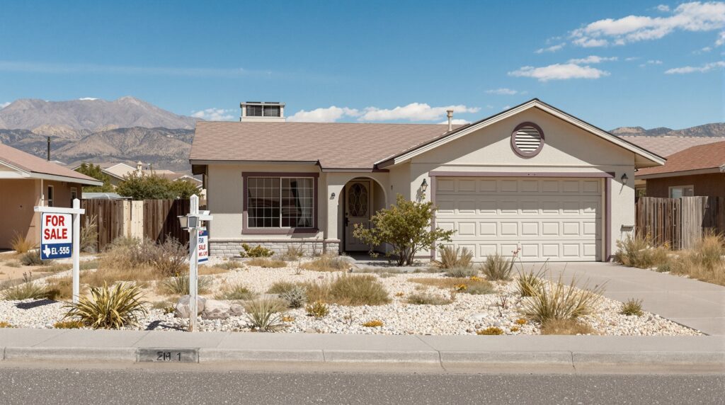Abandoned house with for sale sign in El Paso