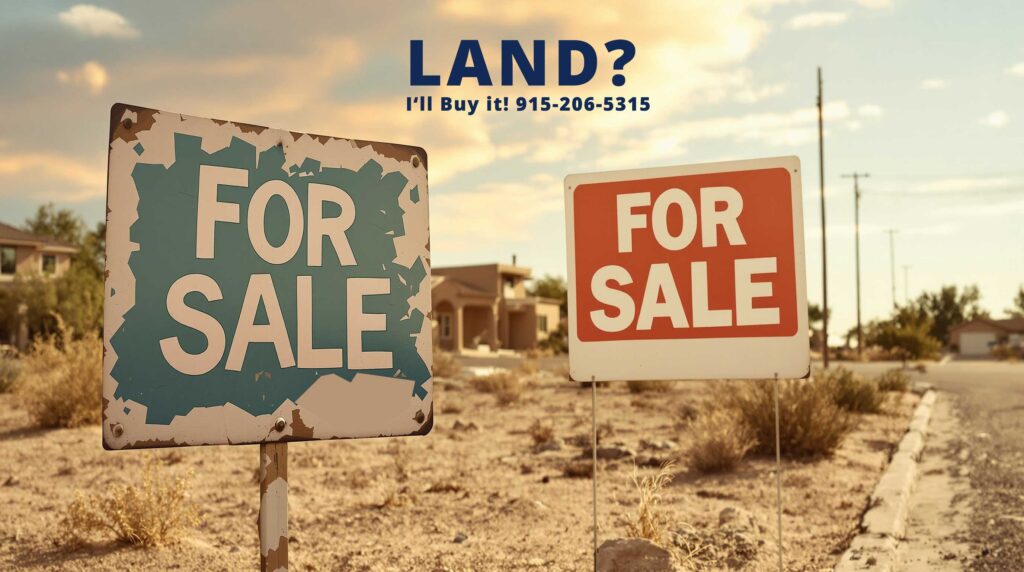 vacant lots with overgrown vegetation - land for sale signs do not work. Border area land investors like us will buy hour land cash